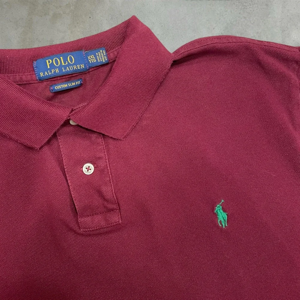 Polo Ralph Lauren Polo Shirt Mens XXL Burgundy Custom Slim Fit Maroon Pique Logo